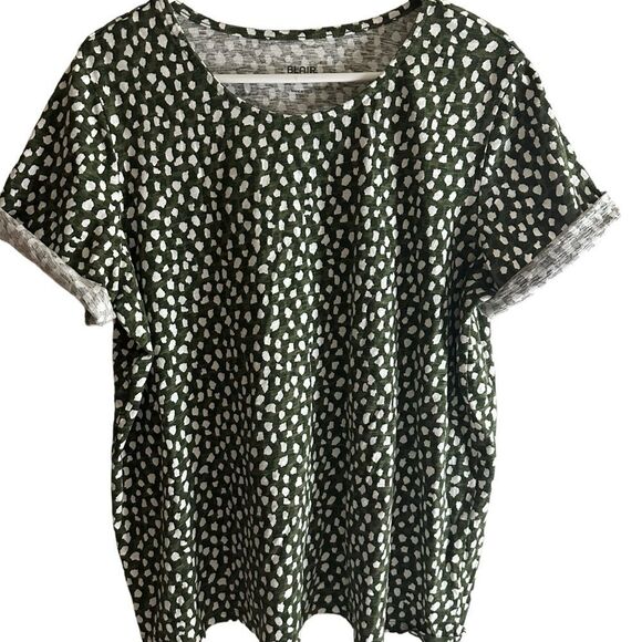 Blair Green and White Polka Dotted Splash Knit‎ Top Size 2XL - Picture 3 of 6